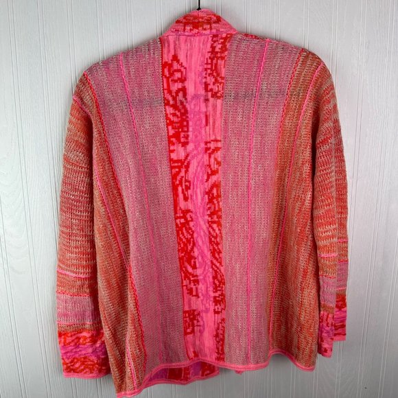 DIKTONS cardigan sweater‎ linen blend size Medium Pink and coral - Picture 2 of 6